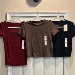 Universal Thread And A New Day Women's Crop Tops - Burgundy, Brown, and Black -3